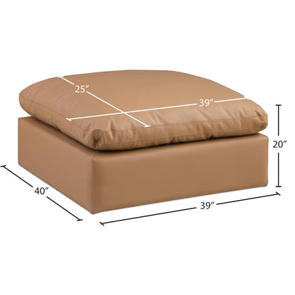 Comfy Cognac Vegan Leather Modular Ottoman