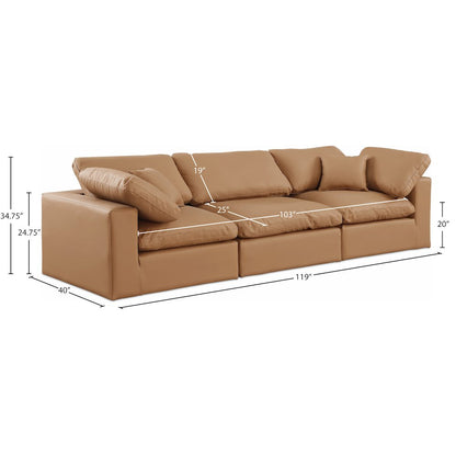 Comfy Cognac Vegan Leather Modular Sofa