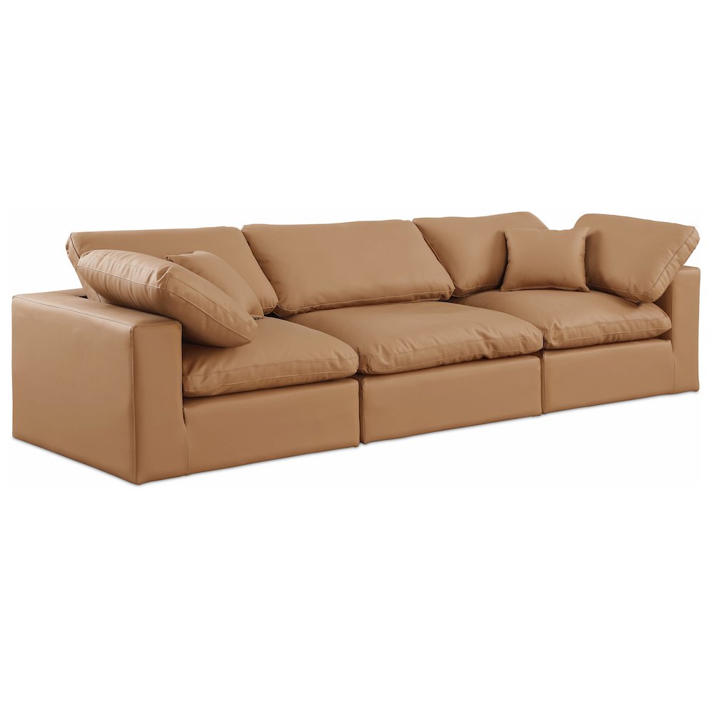 Comfy Cognac Vegan Leather Modular Sofa