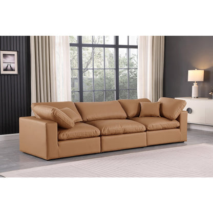Comfy Cognac Vegan Leather Modular Sofa