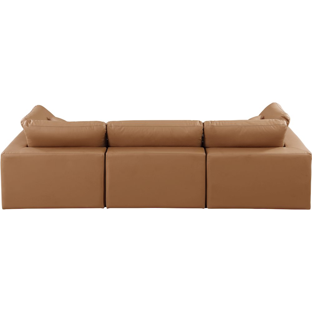 Comfy Cognac Vegan Leather Modular Sofa