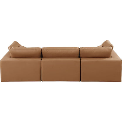 Comfy Cognac Vegan Leather Modular Sofa