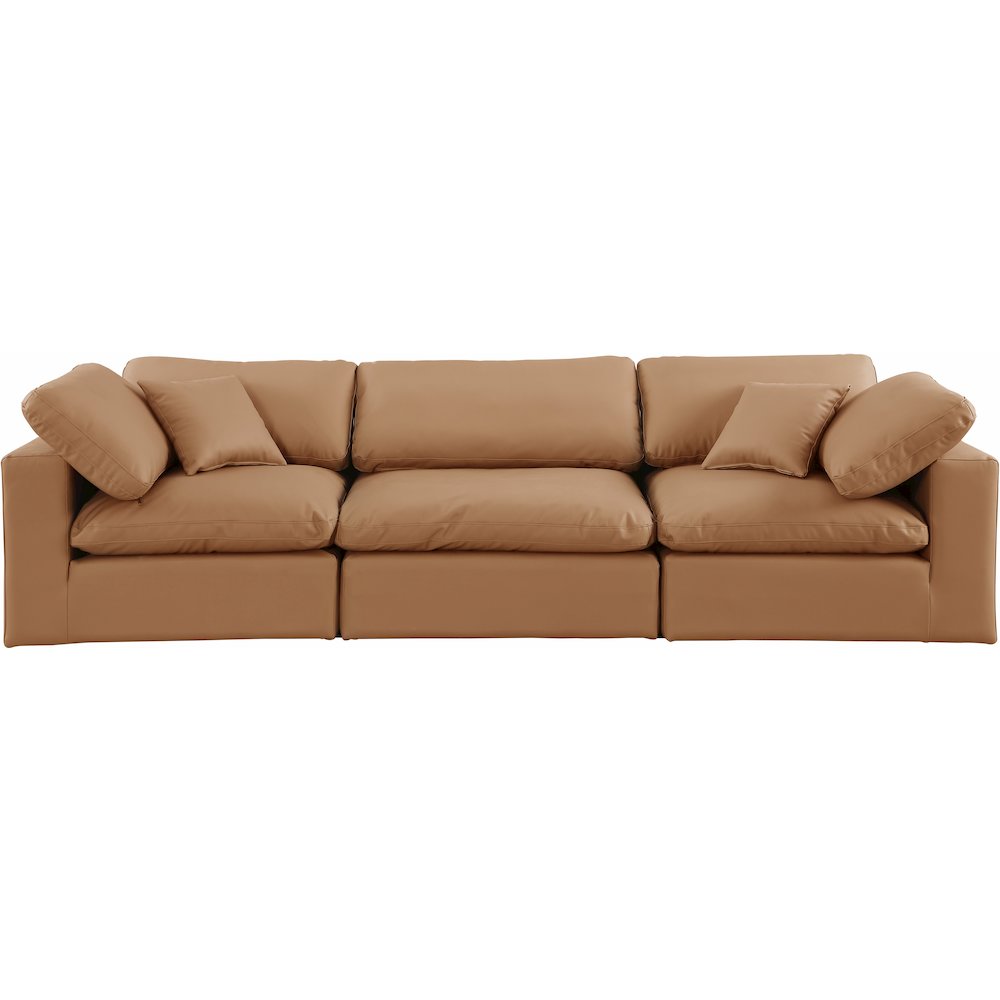 Comfy Cognac Vegan Leather Modular Sofa