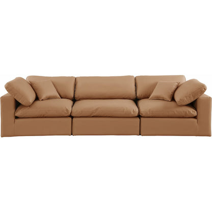 Comfy Cognac Vegan Leather Modular Sofa