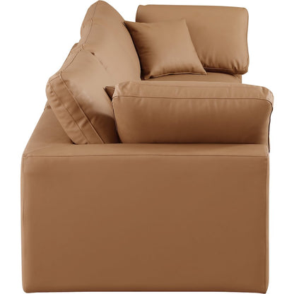 Comfy Cognac Vegan Leather Modular Sofa