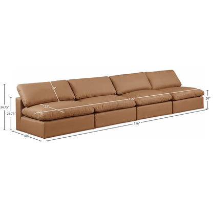 Comfy Cognac Vegan Leather Modular Sofa