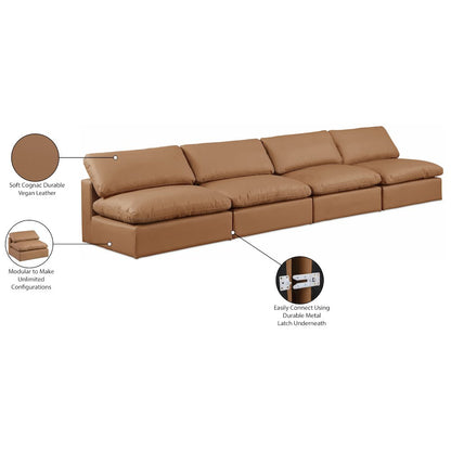 Comfy Cognac Vegan Leather Modular Sofa