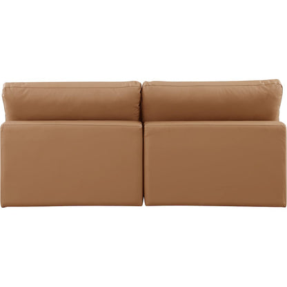 Comfy Cognac Vegan Leather Modular Sofa