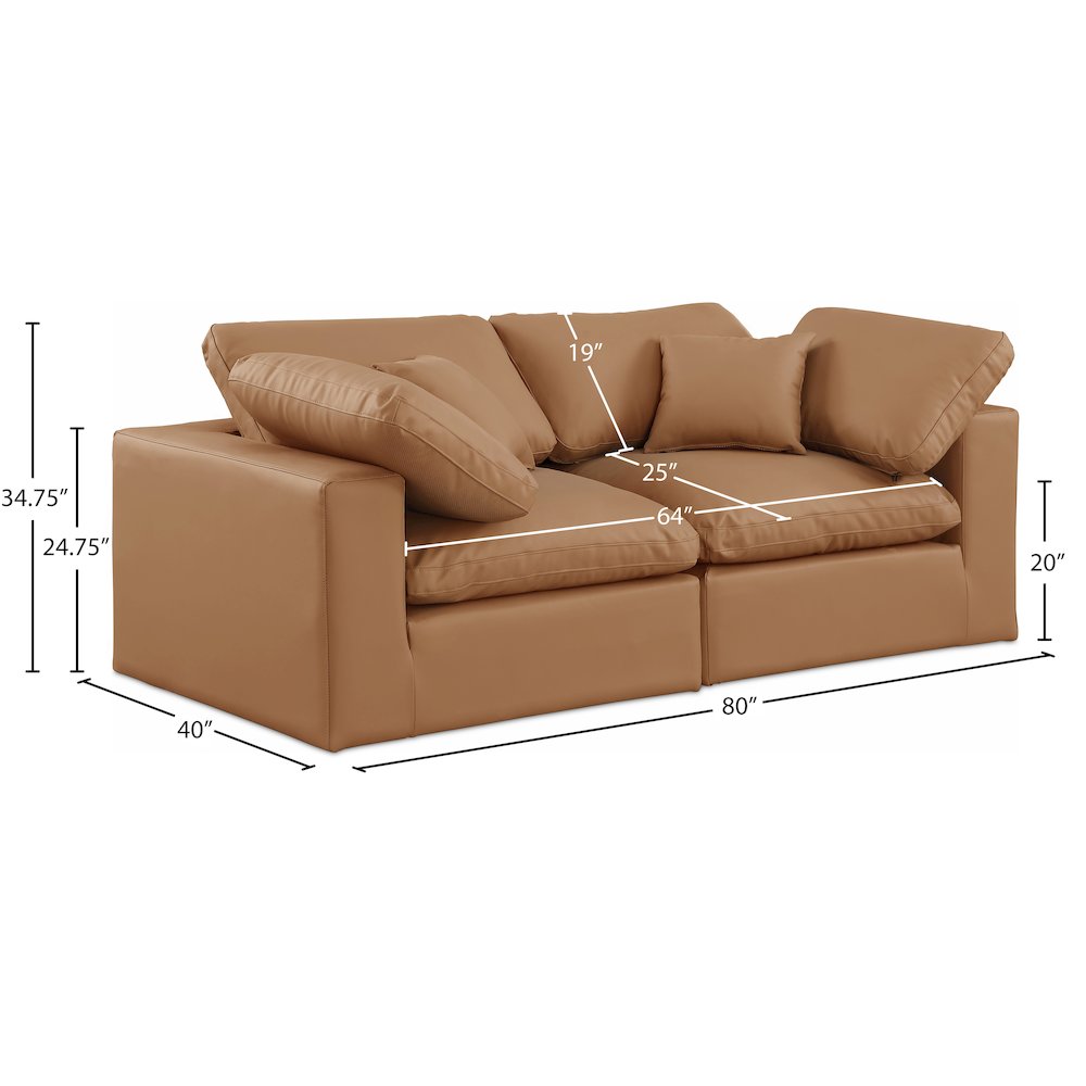 Comfy Cognac Vegan Leather Modular Sofa