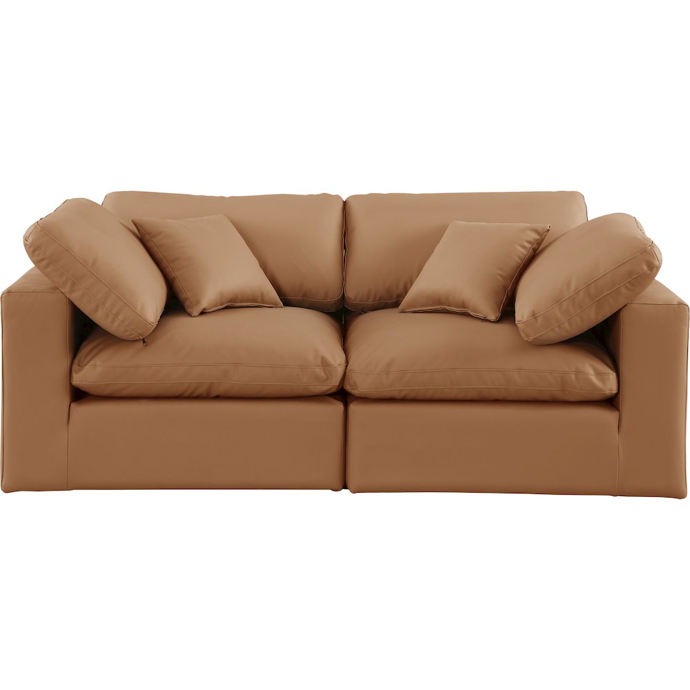 Comfy Cognac Vegan Leather Modular Sofa