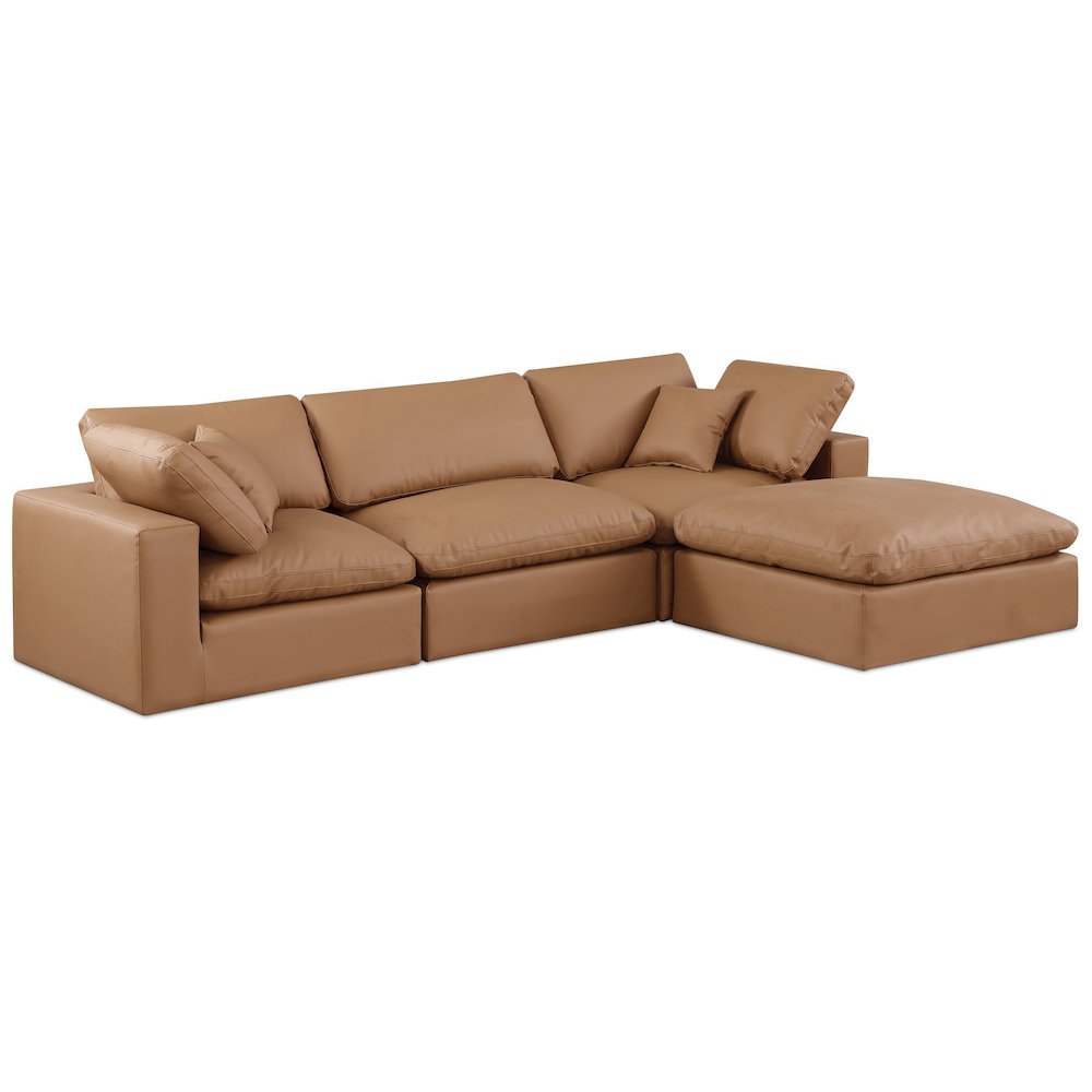 Comfy Cognac Vegan Leather Modular Sectional