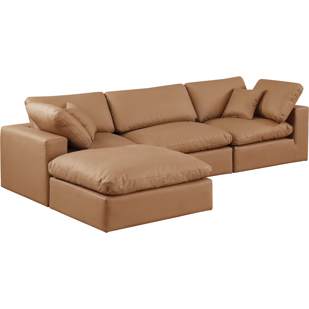 Comfy Cognac Vegan Leather Modular Sectional