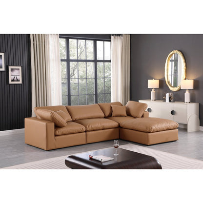 Comfy Cognac Vegan Leather Modular Sectional