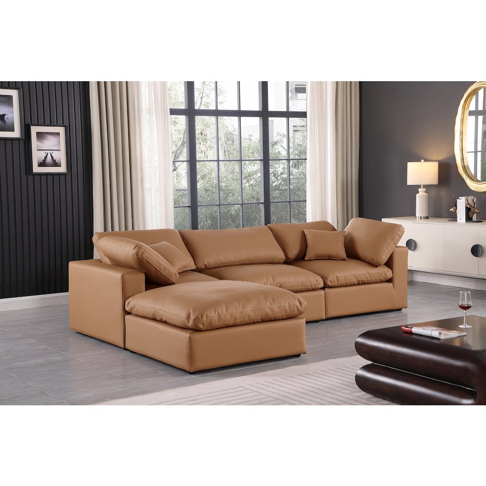 Comfy Cognac Vegan Leather Modular Sectional