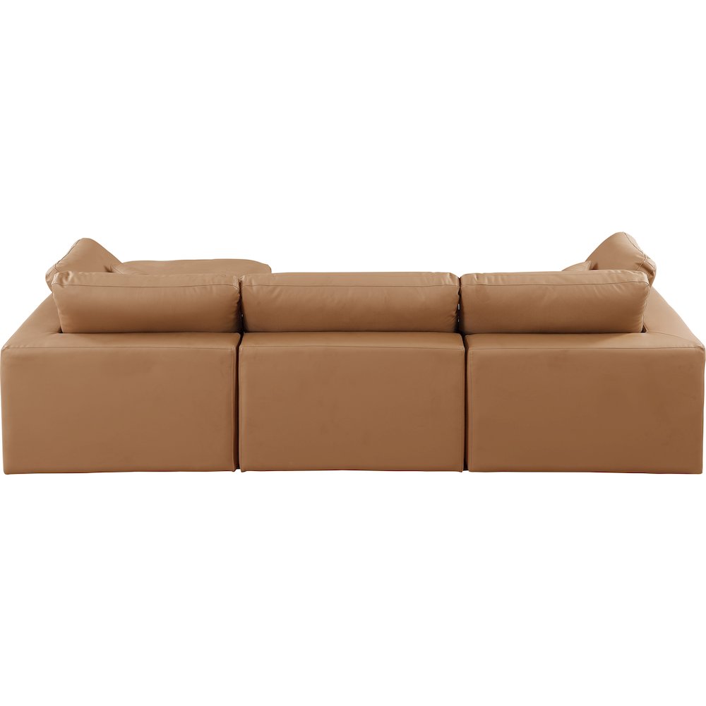 Comfy Cognac Vegan Leather Modular Sectional