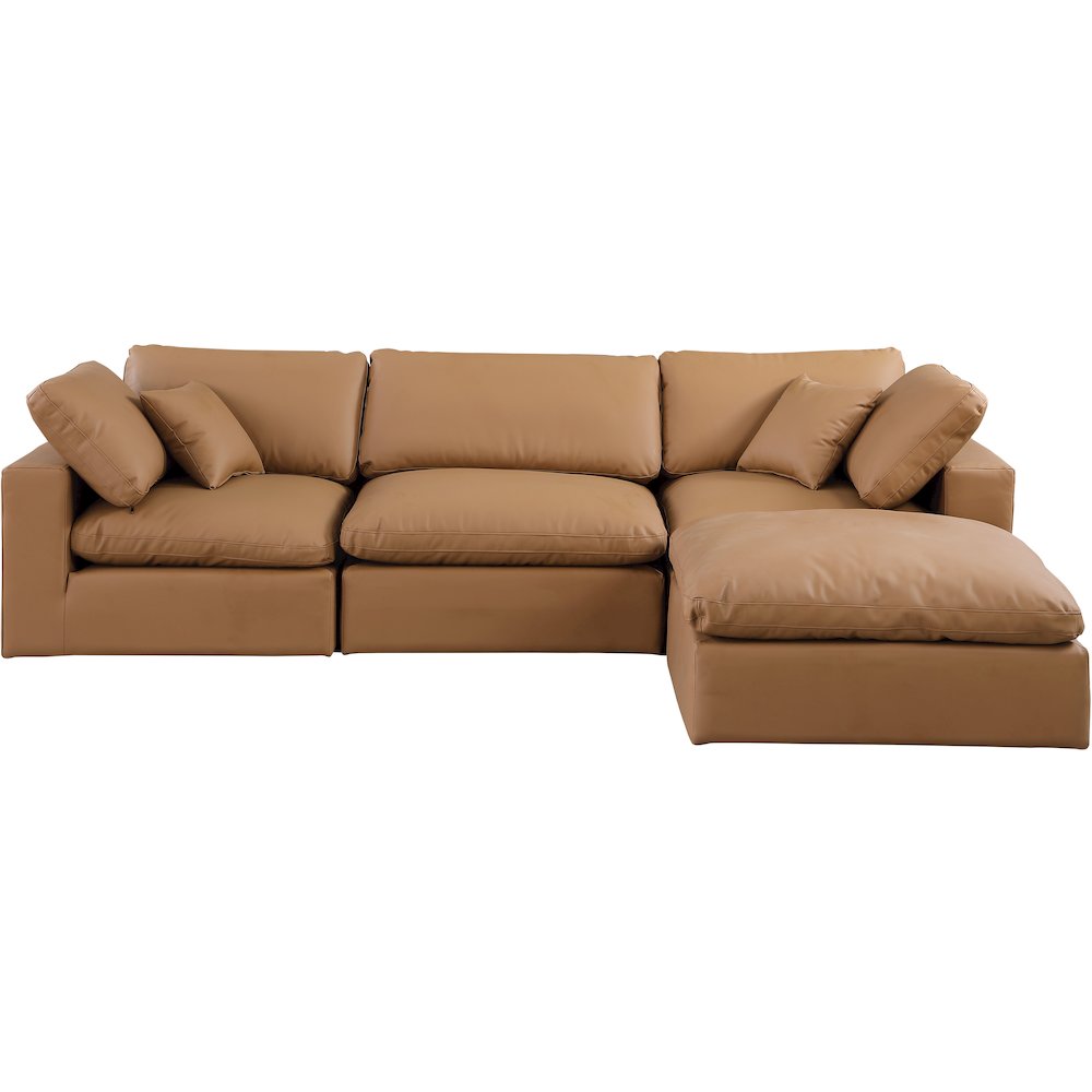 Comfy Cognac Vegan Leather Modular Sectional
