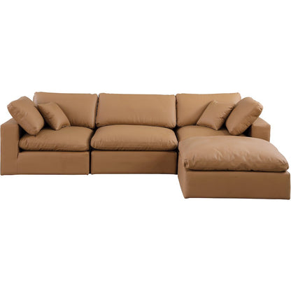 Comfy Cognac Vegan Leather Modular Sectional