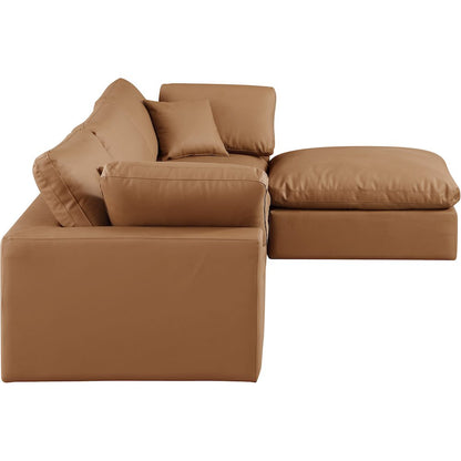 Comfy Cognac Vegan Leather Modular Sectional