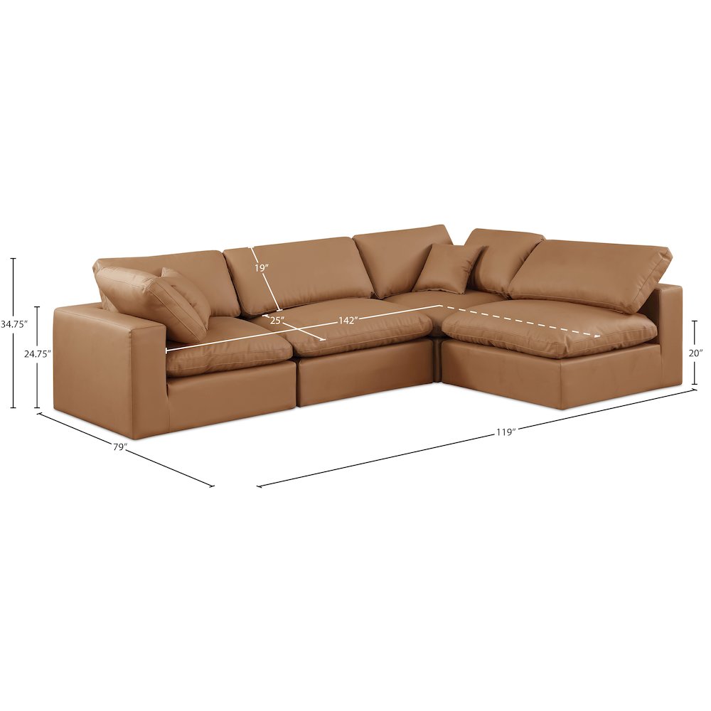 Comfy Cognac Vegan Leather Modular Sectional
