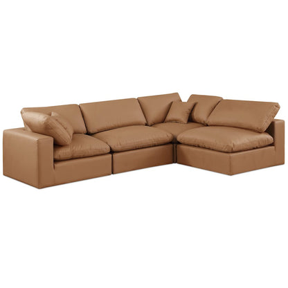 Comfy Cognac Vegan Leather Modular Sectional