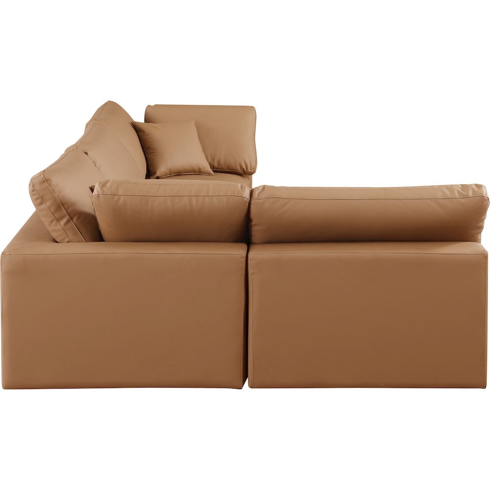 Comfy Cognac Vegan Leather Modular Sectional