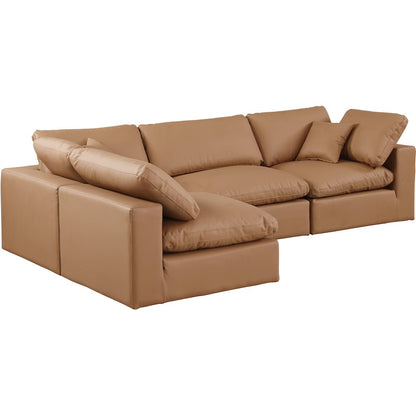 Comfy Cognac Vegan Leather Modular Sectional