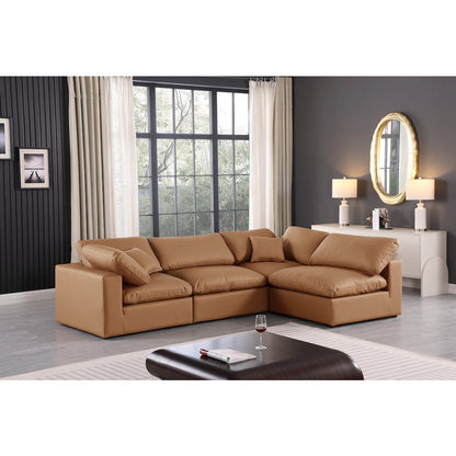 Comfy Cognac Vegan Leather Modular Sectional