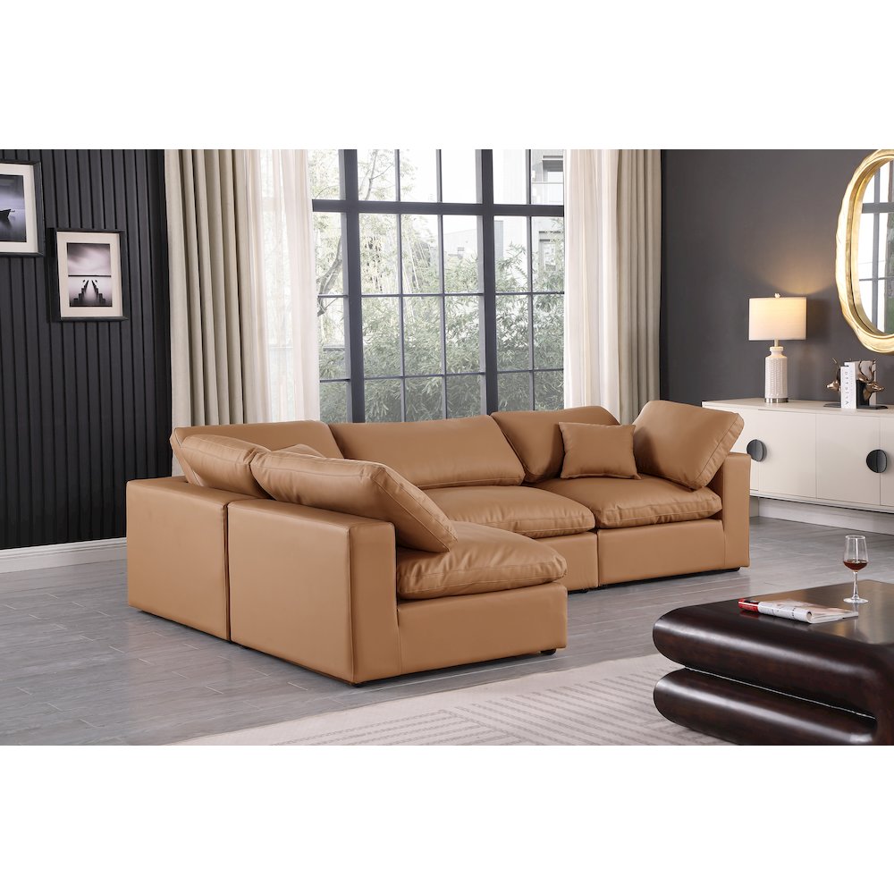 Comfy Cognac Vegan Leather Modular Sectional
