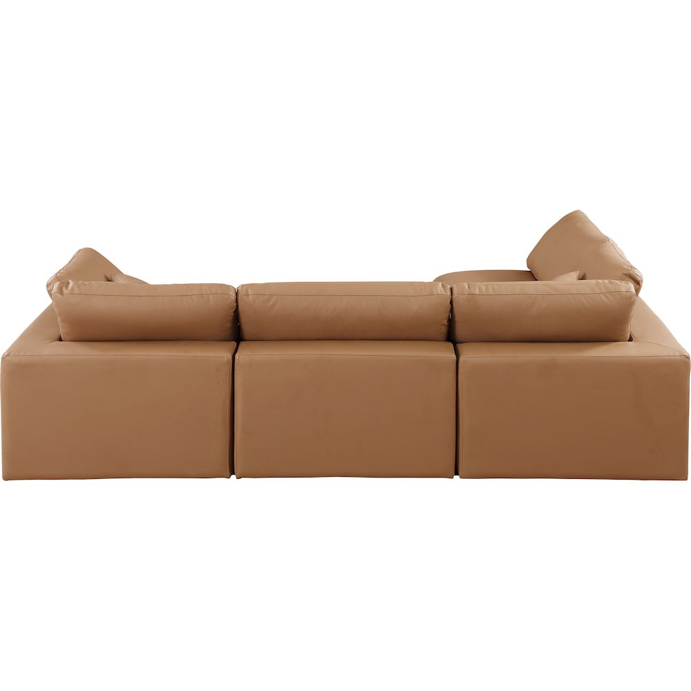 Comfy Cognac Vegan Leather Modular Sectional