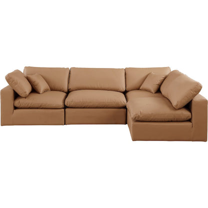 Comfy Cognac Vegan Leather Modular Sectional