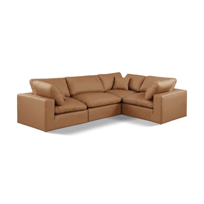 Comfy Cognac Vegan Leather Modular Sectional