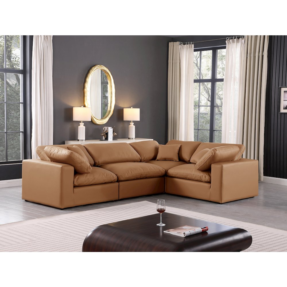 Comfy Cognac Vegan Leather Modular Sectional