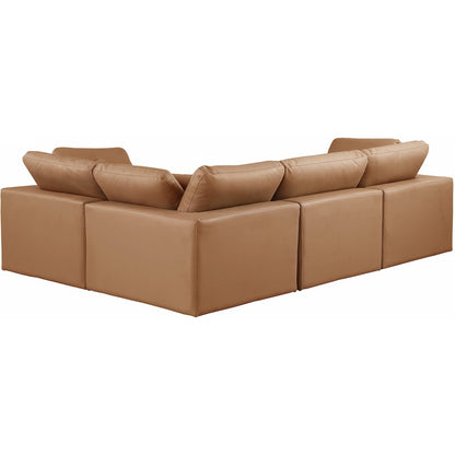 Comfy Cognac Vegan Leather Modular Sectional
