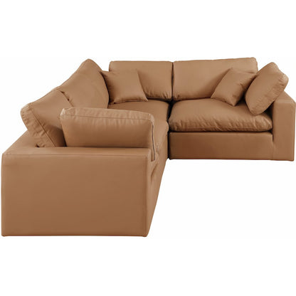 Comfy Cognac Vegan Leather Modular Sectional