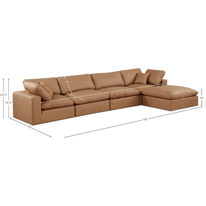 Comfy Cognac Vegan Leather Modular Sectional