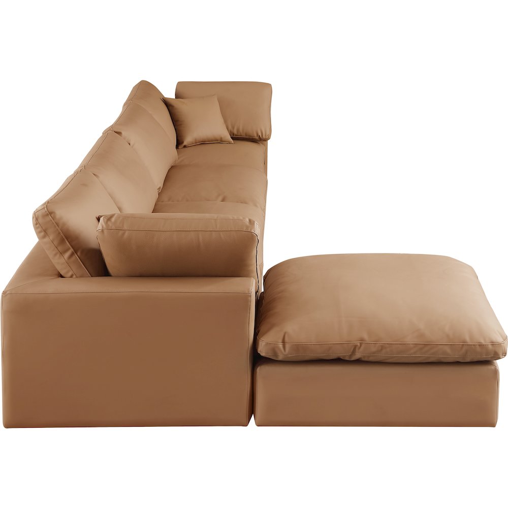 Comfy Cognac Vegan Leather Modular Sectional