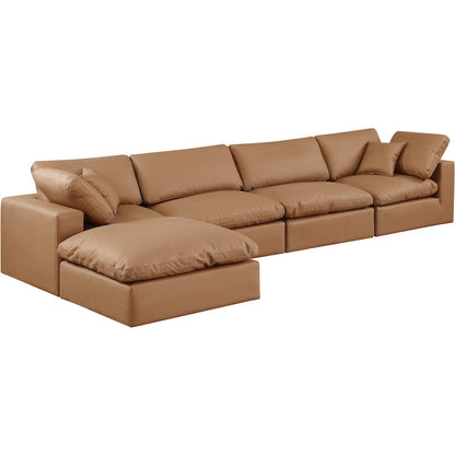 Comfy Cognac Vegan Leather Modular Sectional