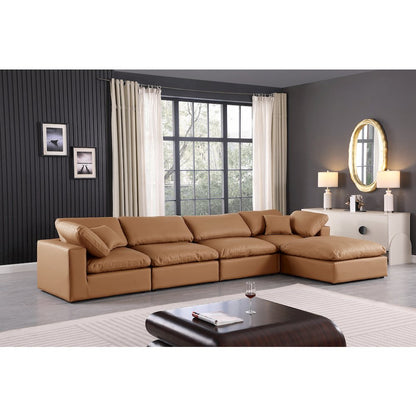 Comfy Cognac Vegan Leather Modular Sectional