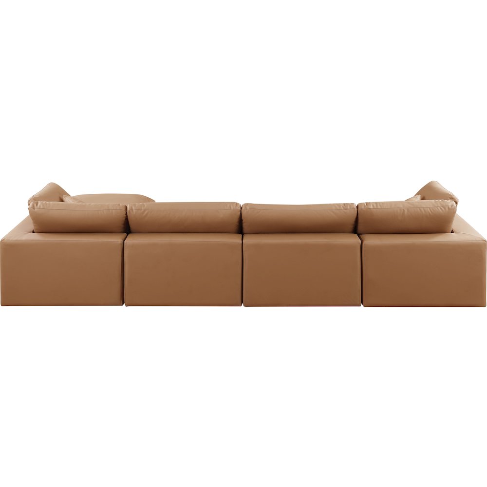 Comfy Cognac Vegan Leather Modular Sectional
