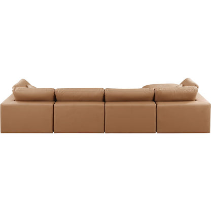 Comfy Cognac Vegan Leather Modular Sectional
