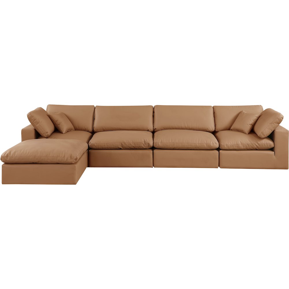 Comfy Cognac Vegan Leather Modular Sectional