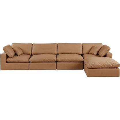 Comfy Cognac Vegan Leather Modular Sectional