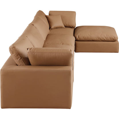 Comfy Cognac Vegan Leather Modular Sectional