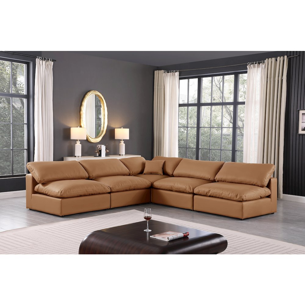 Comfy Cognac Vegan Leather Modular Sectional