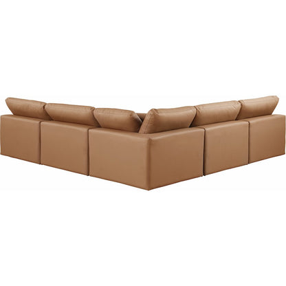 Comfy Cognac Vegan Leather Modular Sectional