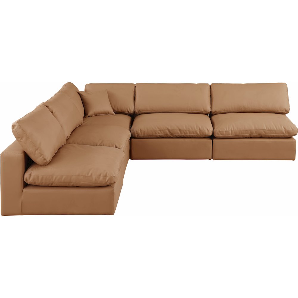 Comfy Cognac Vegan Leather Modular Sectional
