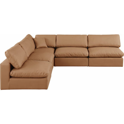 Comfy Cognac Vegan Leather Modular Sectional