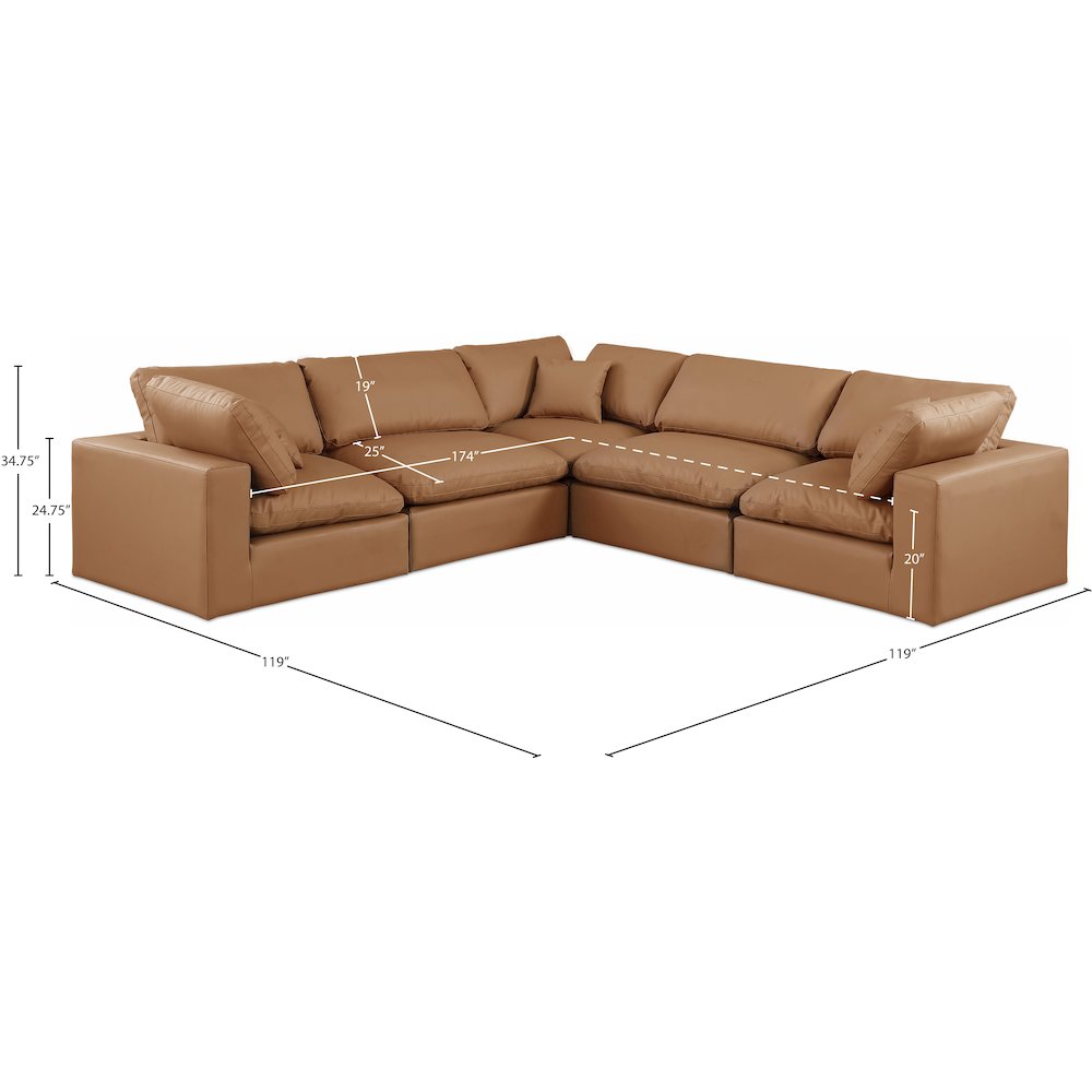 Comfy Cognac Vegan Leather Modular Sectional