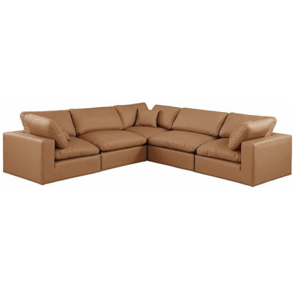 Comfy Cognac Vegan Leather Modular Sectional