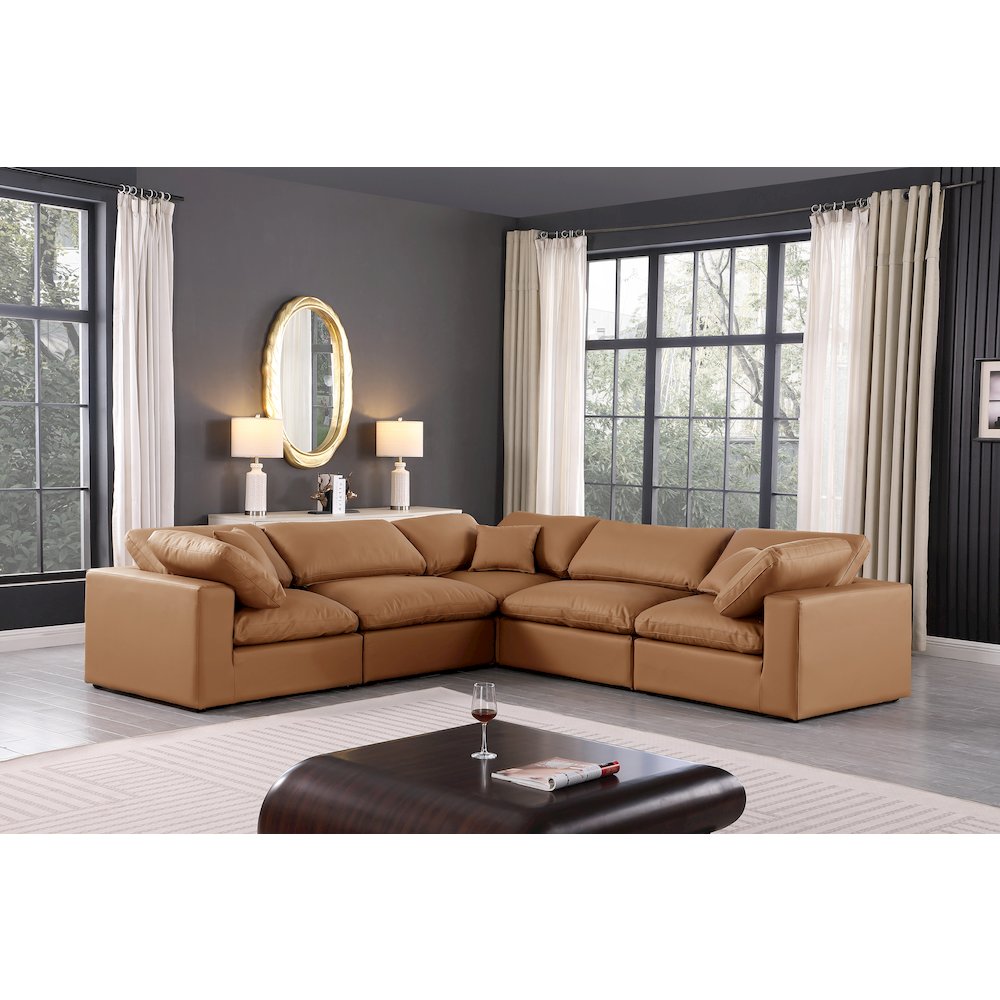 Comfy Cognac Vegan Leather Modular Sectional